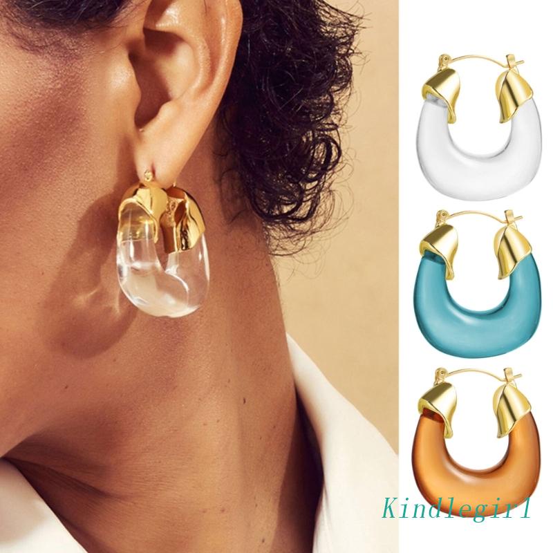 Bông Tai Dạng Vòng Acrylic Cỡ Lớn Phong Cách Vintage Thời Trang Cho Nữ