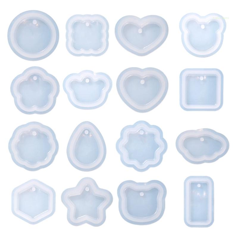 Khuôn Silicone Làm Mặt Dây Chuyền DIY Không Dính Hình Lục Giác / Ngôi Sao / Trái Tim / Tròn