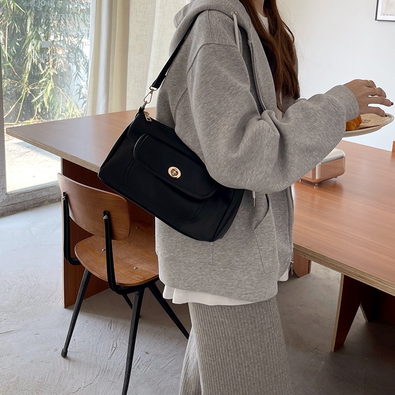 Túi đeo dưới cánh tay Hình Vuông Cỡ Lớn Màu Cà Phê Phong Cách Cổ Điển Thời Trang Cho Nữ