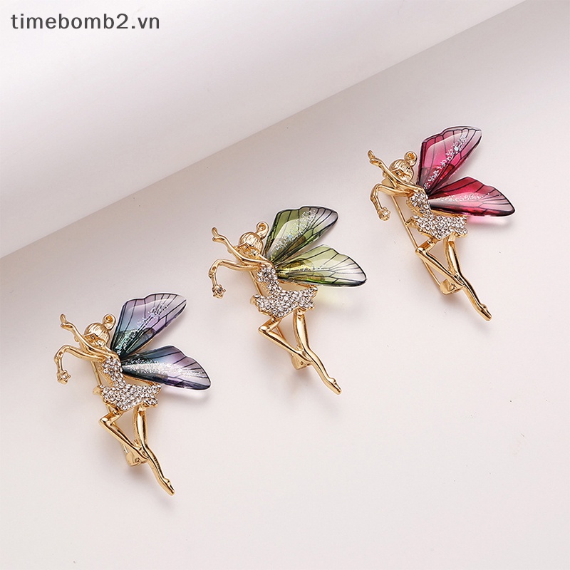Ghim Cài Áo Hình Thiên Thần Bằng Hợp Kim Đính Đá Zircon Thời Trang Cho Nữ