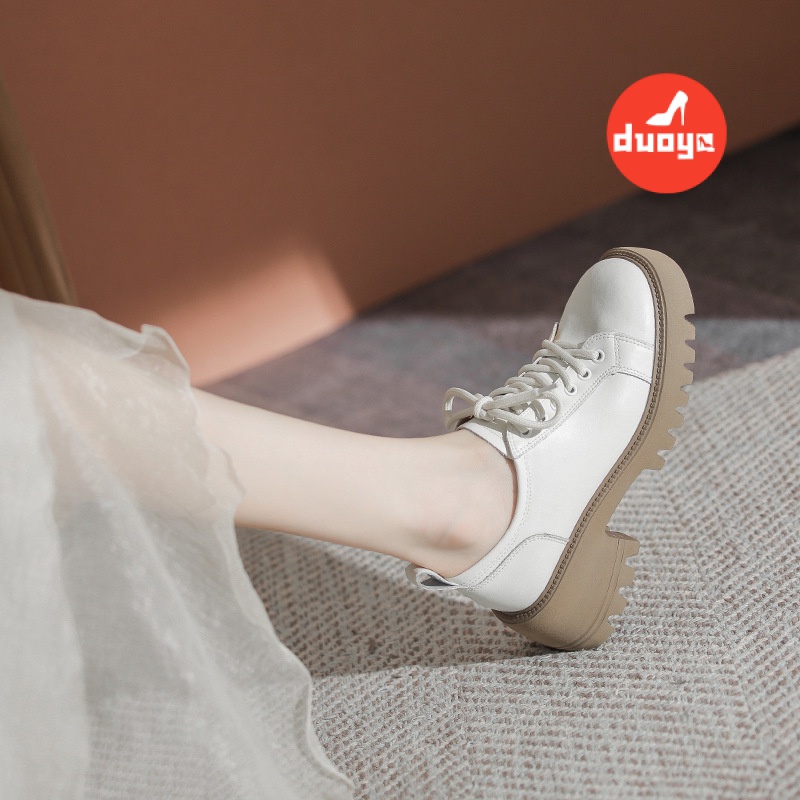 Duoya Giày Da Thật Đế Dày Buộc Dây Kiểu Anh Nhật Bản ~ [Hàng Có Sẵn]