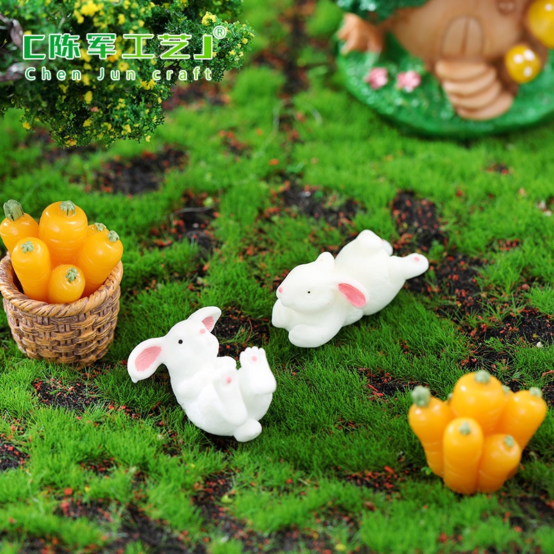 Mô Hình Tiểu Cảnh "Gia Đình Thỏ Micro Mini" Trang Trí Sen Đá, Sân Vườn/ Chậu Cây, DYI, Terrarium