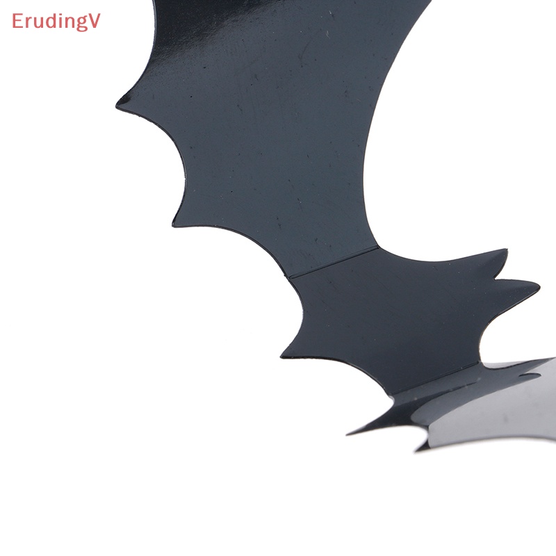 Bộ 12 Miếng Dán Tường Trang Trí Halloween Hình Dơi 3D Bằng PVC Màu Đen DIY
