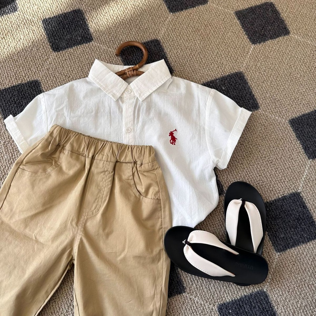 Hàng Mới Về Áo Sơ Mi Ngắn Tay Thêu Họa Tiết Caro Phong Cách Hàn Quốc Thời Trang Mùa Hè 2023 Cho Bé