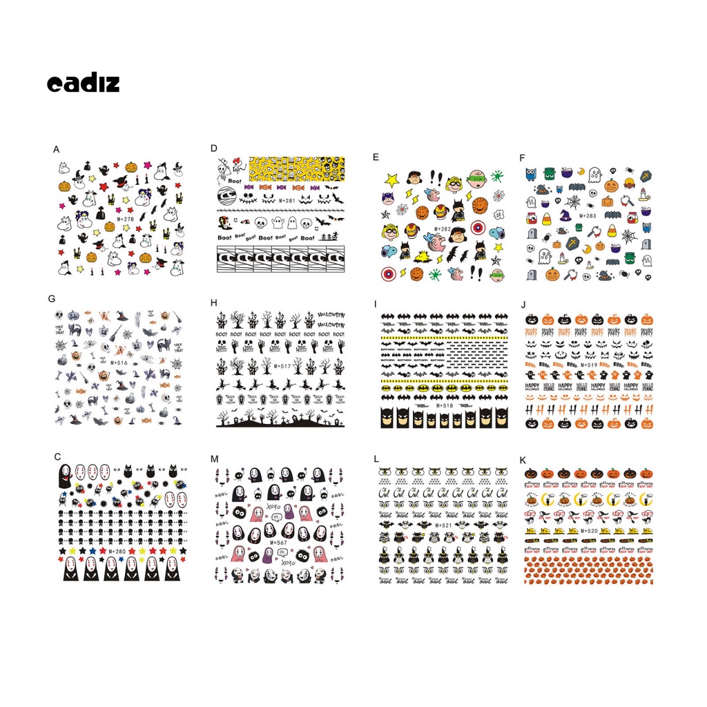 Miếng Dán Trang Trí Móng Tay Họa Tiết Halloween Độc Đáo