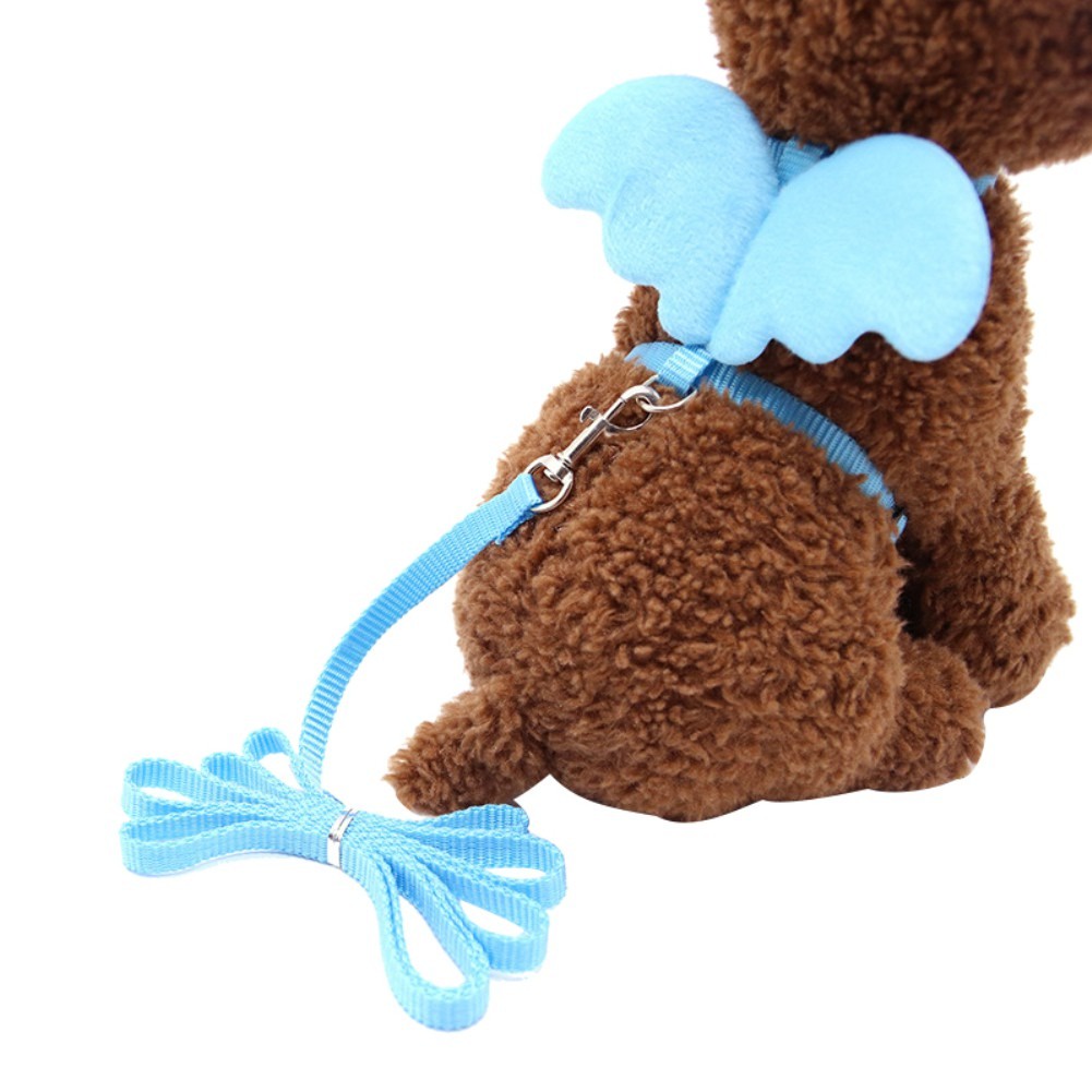 Chó cưng đôi cánh thiên thần khai thác Dây Xích chì dễ thương màu rắn có thể điều chỉnh dây đeo ngực mèo