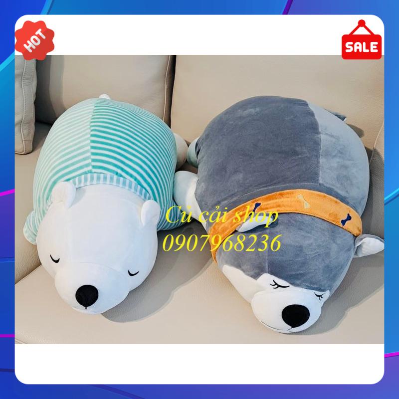 Gấu bông On & On có túi đút tay dài 60cm, vải nhung tuyết siêu mịn, bông gòn êm ái