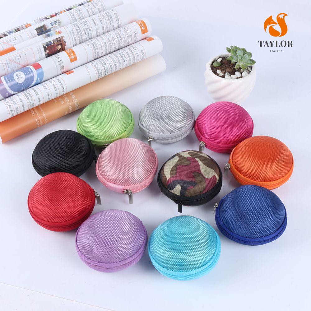 Túi Đựng Tai Nghe / Thẻ SD / USB Hình Tròn Cứng Chống Sốc Có Khóa Kéo TAYLOR1