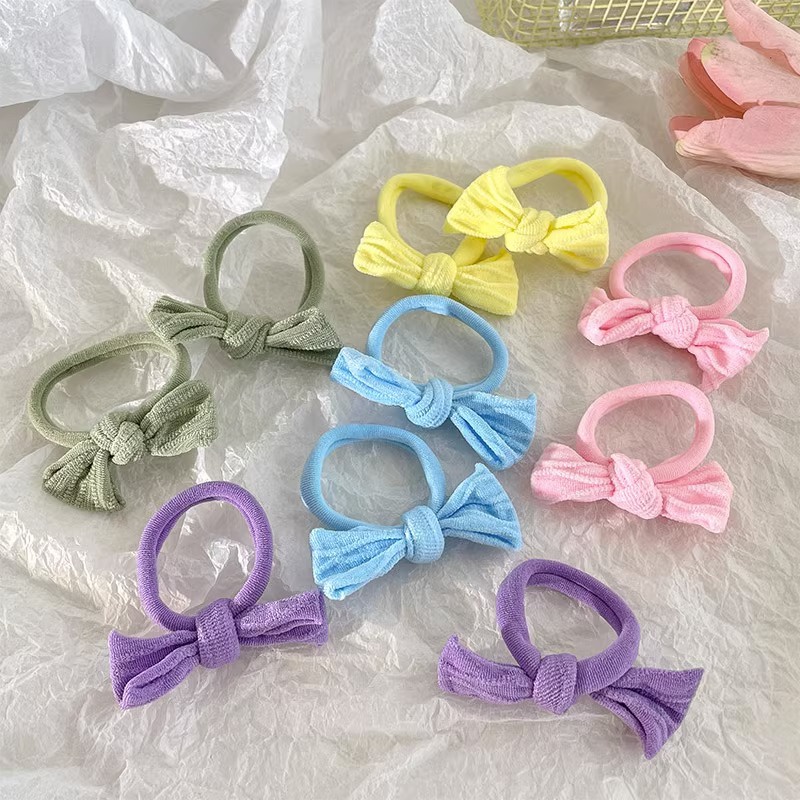 Dây Buộc Tóc Co Giãn Hình Nơ Màu Sắc Ngọt Ngào Cho Bé Gái