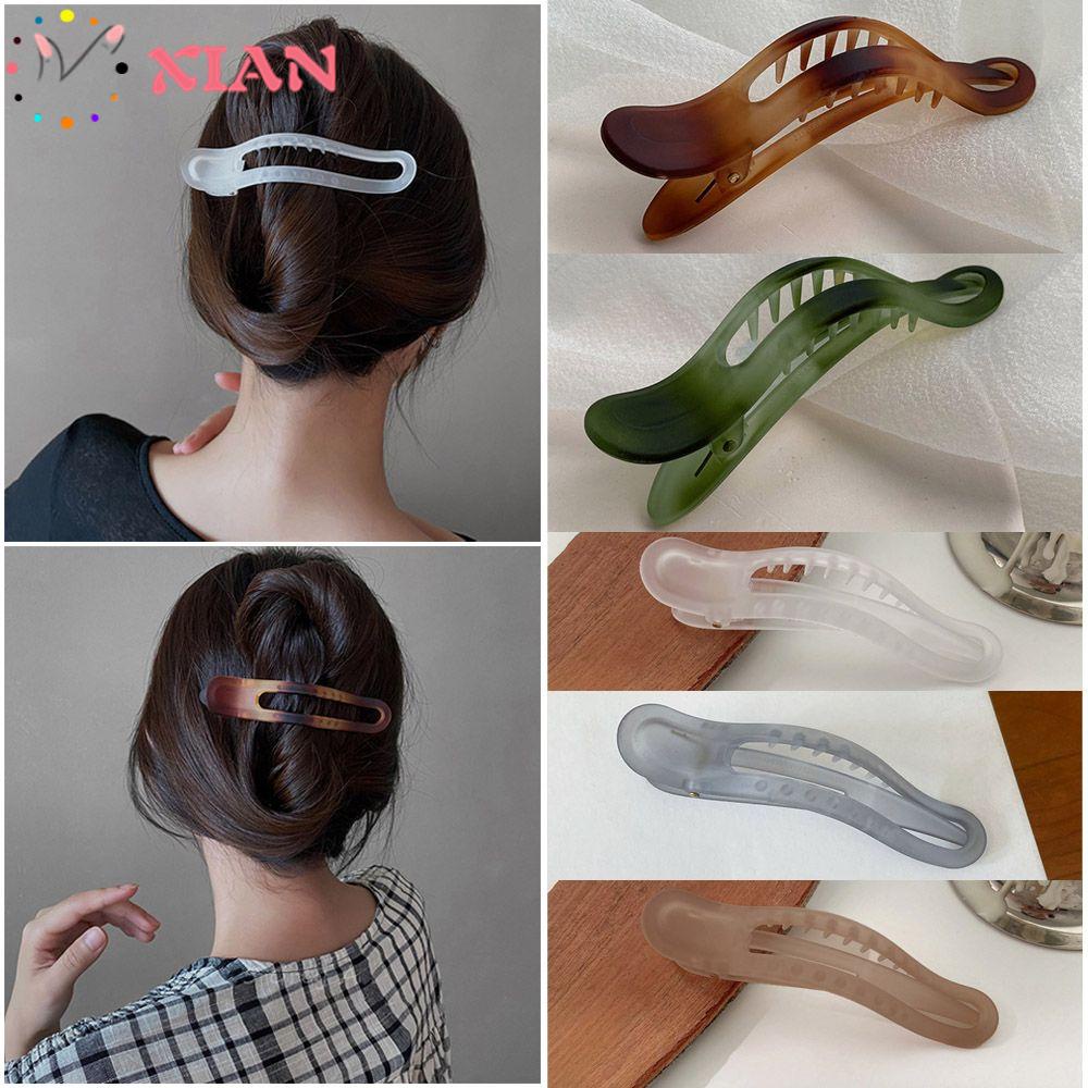 Kẹp Tóc Cá Sấu Lớn Màu Nhám Thanh Lịch Cho Nữ XIANTIN