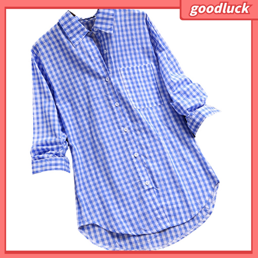 [ULK] Áo Sơ Mi Tay Dài Cổ Bẻ In Họa Tiết Kẻ Sọc Màu Sắc Tương Phản Thời Trang Xuân Hè Cho Nữ