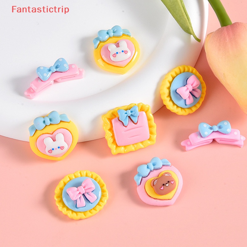 [Fantastictrip] Set 10 Tượng Nhựa Resin Mini Hình Thỏ Thắt Nơ Sau Lưng Trang Trí Nhà Cửa / Xe Hơi DIY Mới