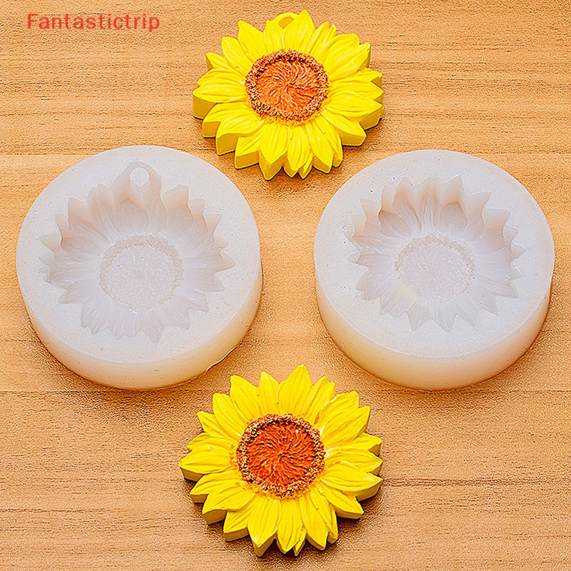 [Fantastictrip] Khuôn Silicon Hình Hoa Hướng Dương 3D DIY Có Lỗ Gắn Gương Chiếu Hậu Ô Tô