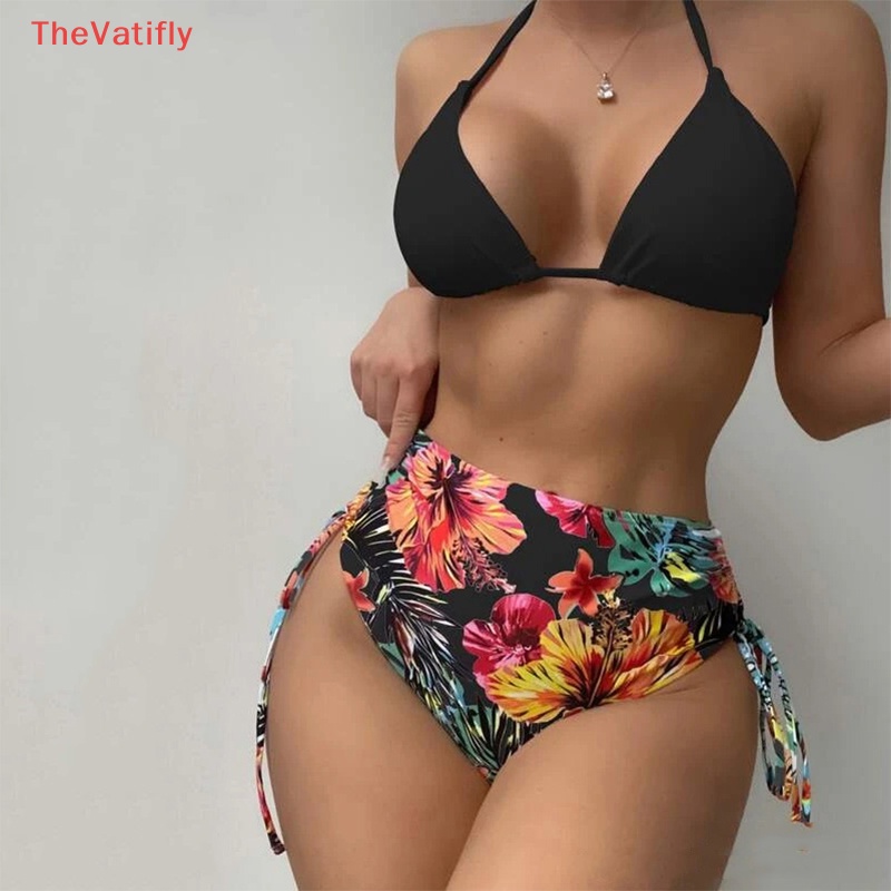 Bộ Đồ Bơi Ba Mảnh Phối Lưới In Họa Tiết Quyến Rũ Chống Nắng Cho Nữ