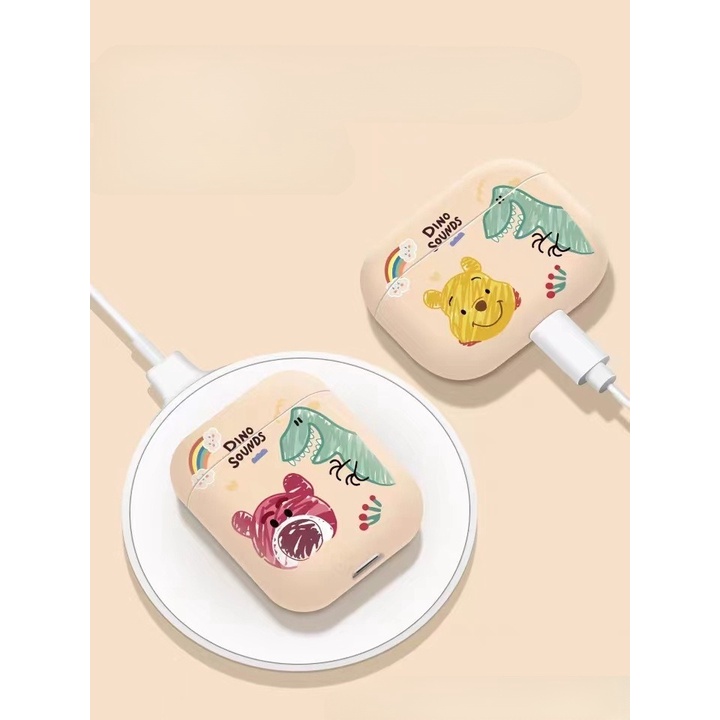 Vỏ Đựng Ốp Case Airpods Gấu Vàng Và Gấu Hồng Khủng Long Bảo Vệ Tai Nghe Không Dây Chống Va Đập 1/2,3,Pro - Jerry Shop