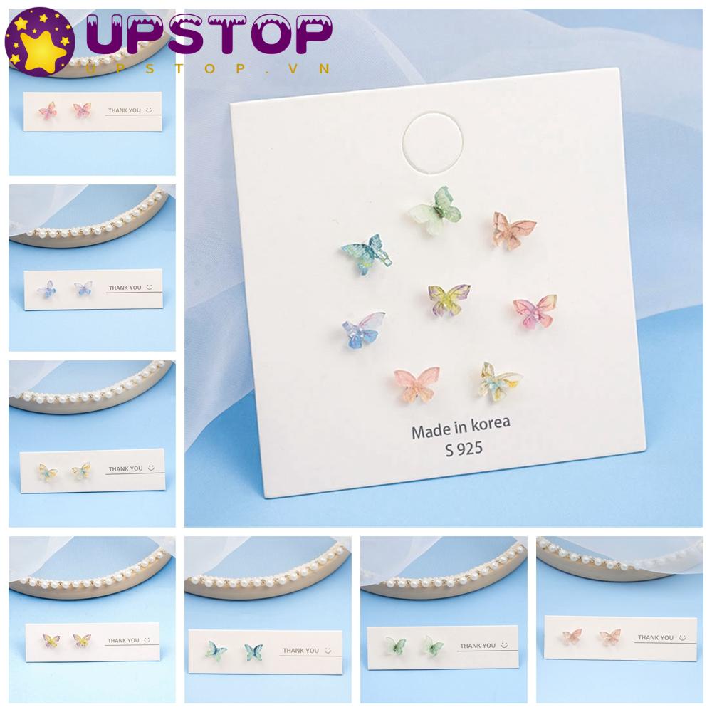 Bộ Bông Tai Hình Bướm Bằng Resin Sáng Bóng Tối Giản