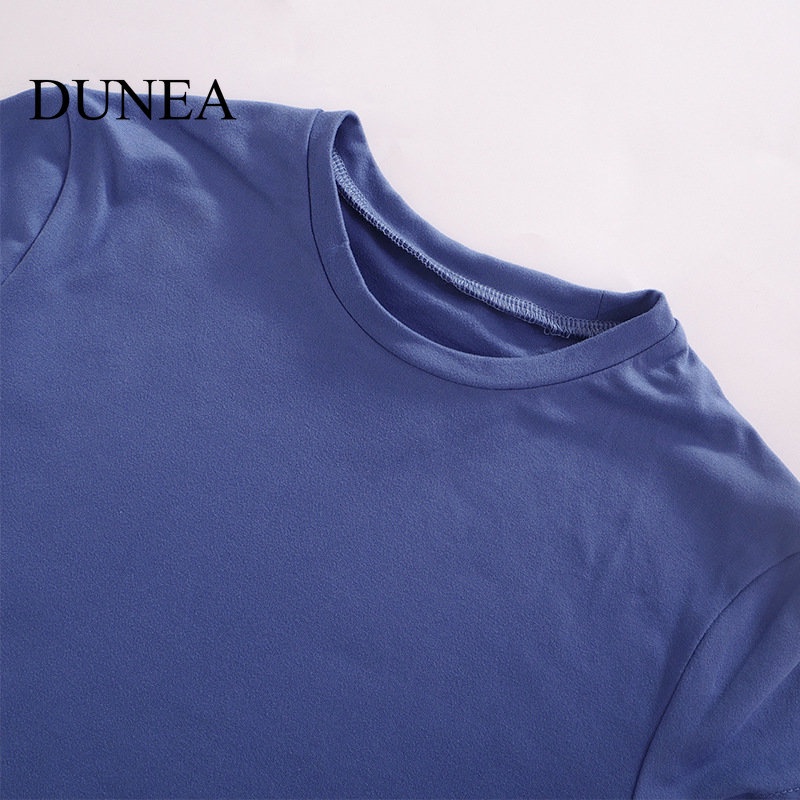 DUNEA Set Áo Thun Ngắn Tay Màu Sắc Trơn Và Quần Short Thời Trang Năng Động Quyến Rũ Cho Nữ