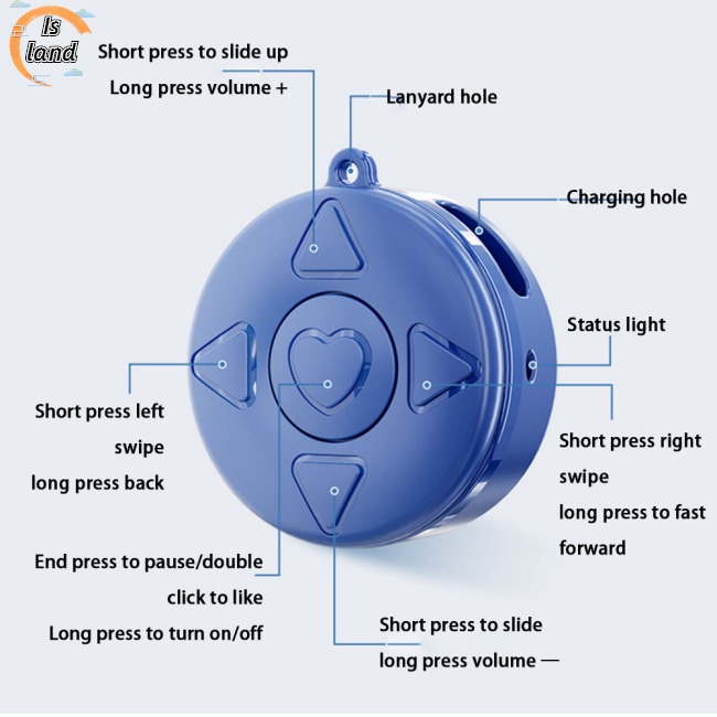 [IS] Điều Khiển Chụp Ảnh Selfie Gt66 Bluetooth Trang Trang Xoay Ngón Tay Có Thể Sạc Lại