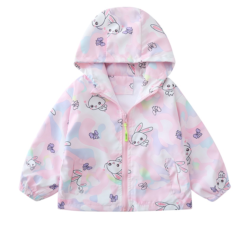Áo Khoác Chống Gió Có Mũ Trùm Thời Trang Xuân Thu Cho Bé Gái