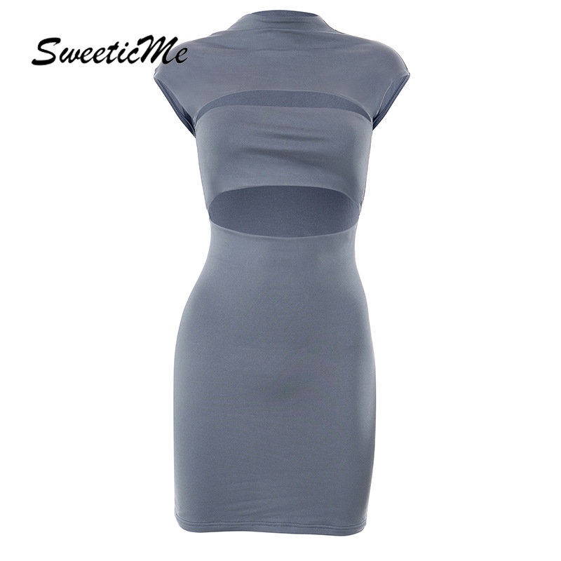 Đầm Tay Ngắn Cổ Tròn Màu Trơn Dáng Ôm Thời Trang 2023 Dành Cho Nữ