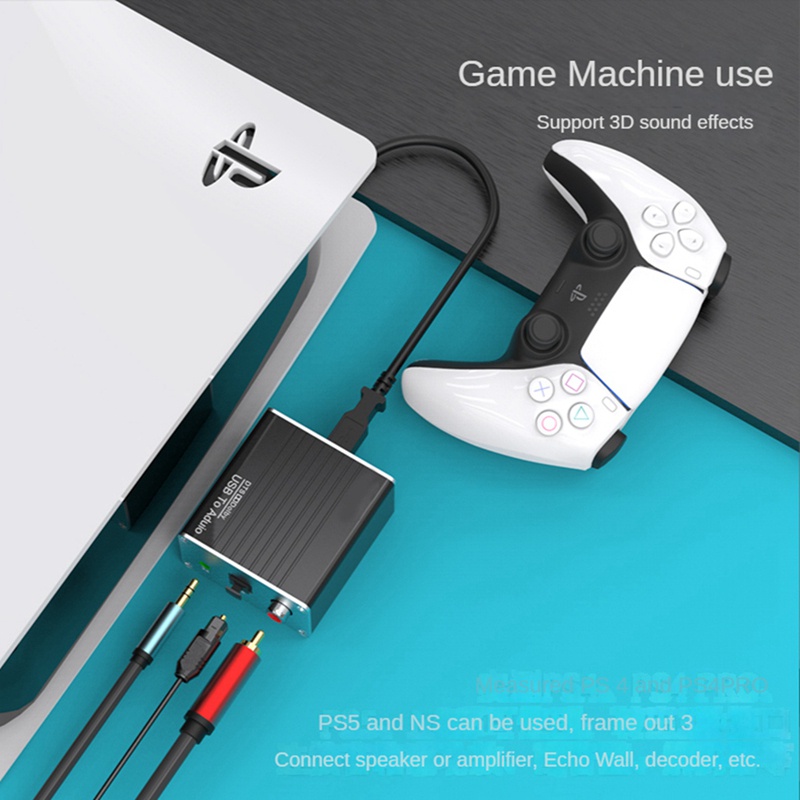 Bộ chuyển đổi USB sang âm thanh Card âm thanh PC cho PS5 sang 3.5mm Loa AUX Bộ chuyển đổi sợi quang Đồng trục DTS Dolby 5.1 Mã nguồn