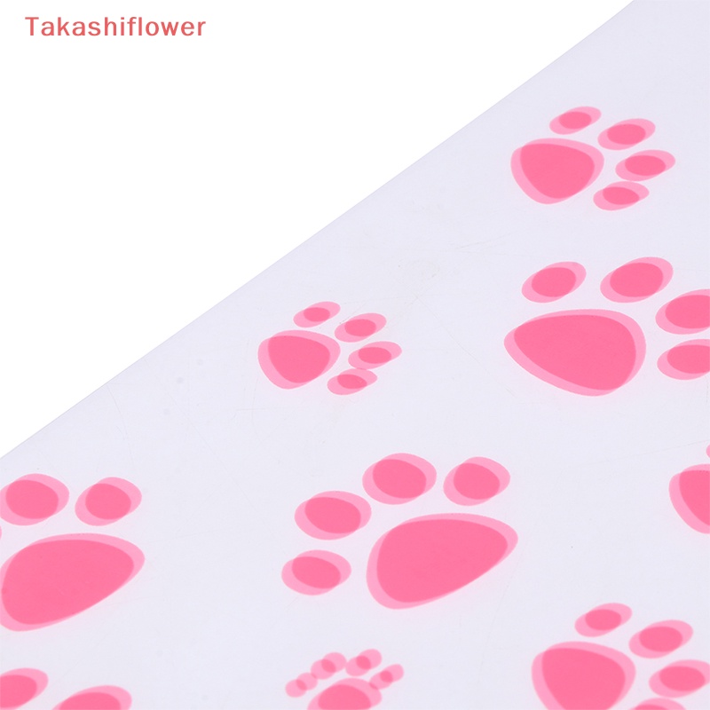Set 50 / 100 Túi Nhựa Đựng Kẹo In Hình Dấu Chân Mèo Màu Hồng Dễ Thương