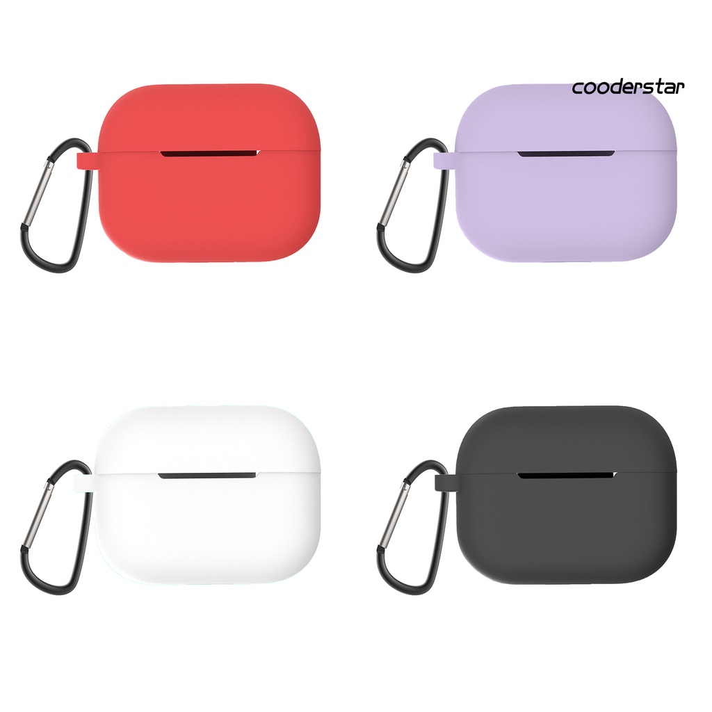Vỏ Bảo Vệ Hộp Sạc Tai Nghe Airpods Pro 2 Bằng Silicon Màu Trơn Chống Sốc / Bụi Bẩn Kèm Móc Treo Tiện Dụng