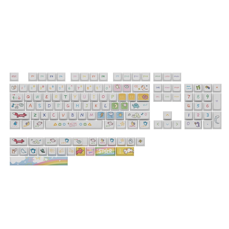 Đảng Động Vật Keycaps XDA Profile Hoạt Hình PBT Dye Sub Bàn Phím Cơ Keycap