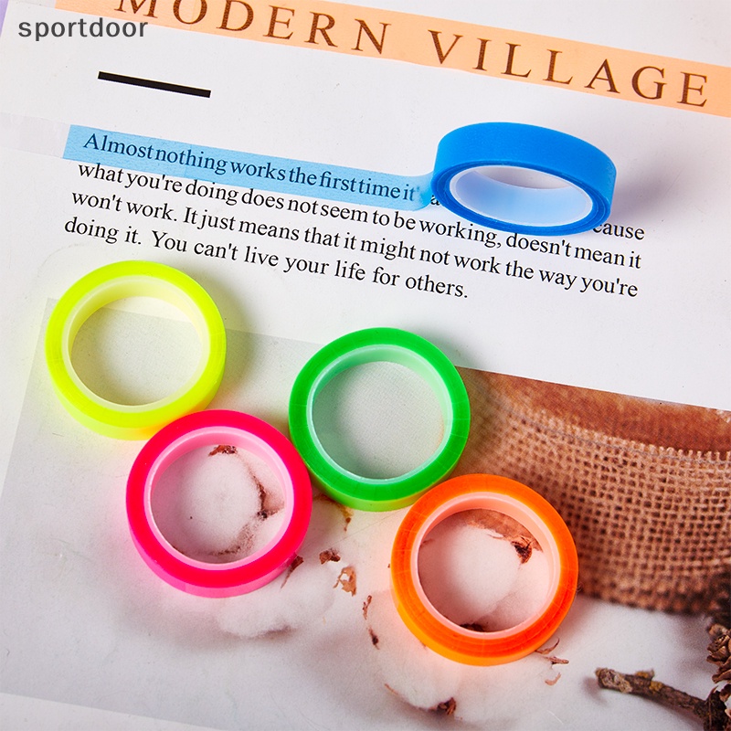 [sportoutdoor] 5 Cuộn Giấy Dán Ghi Chú 5 Màu Trong Suốt Huỳnh Quang Tự Trang Trí Văn Phòng / Trường Học Cho Bé