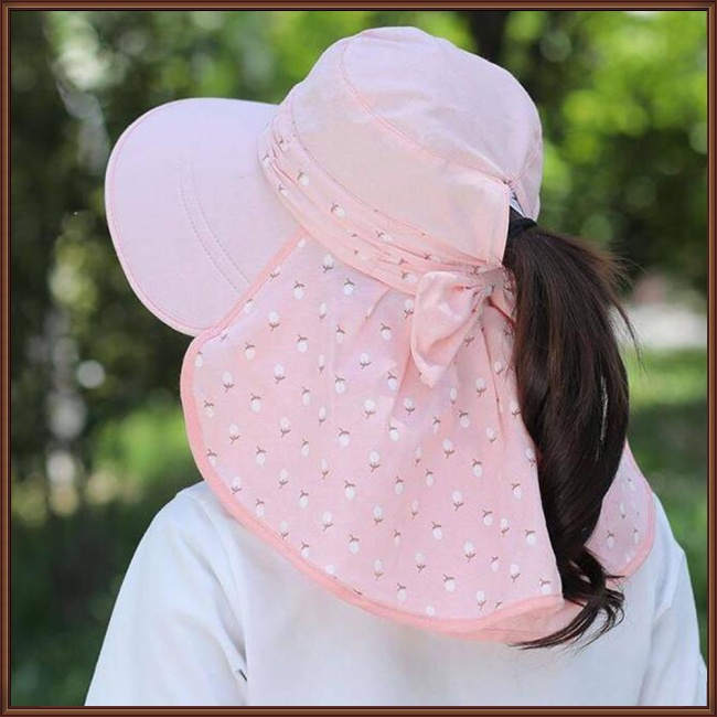 Mũ Rộng Vành Kèm Khẩu Trang Chống Tia UV Thiết Kế Thoáng Khí Thời Trang Mùa Hè Cho