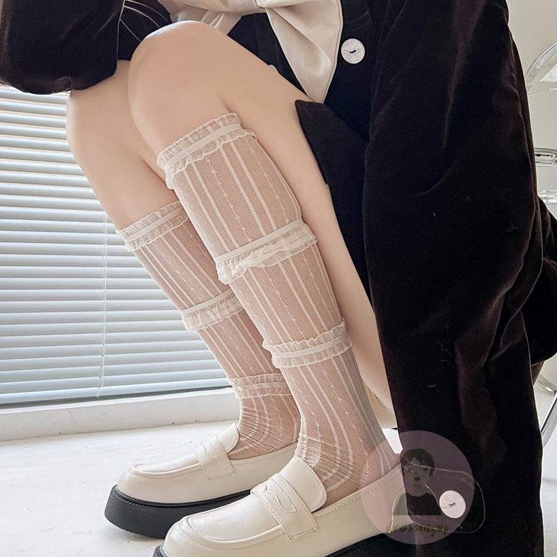 Tất Lưới Dài 3 Lớp Phối Ren Phong Cách Lolita Cho Nữ