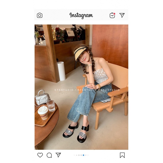 Duoya Tóc Thẳng ~ [Hàng Có Sẵn] Dép Da Mềm Gót Dày Hở Ngón Phong Cách La Mã Hợp Thời Trang Cho Nữ Miễn Phí Vận Chuyển