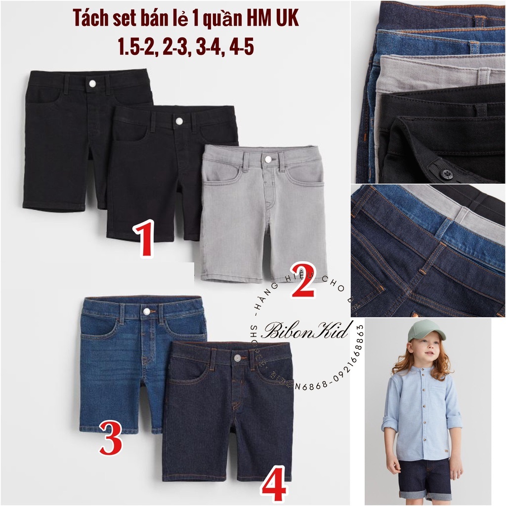 Quần short jean mềm kids tách set bán lẻ HM UK từ 1.5-2y đến 9-10y (ĐỌC KỸ LƯU Ý Ạ)