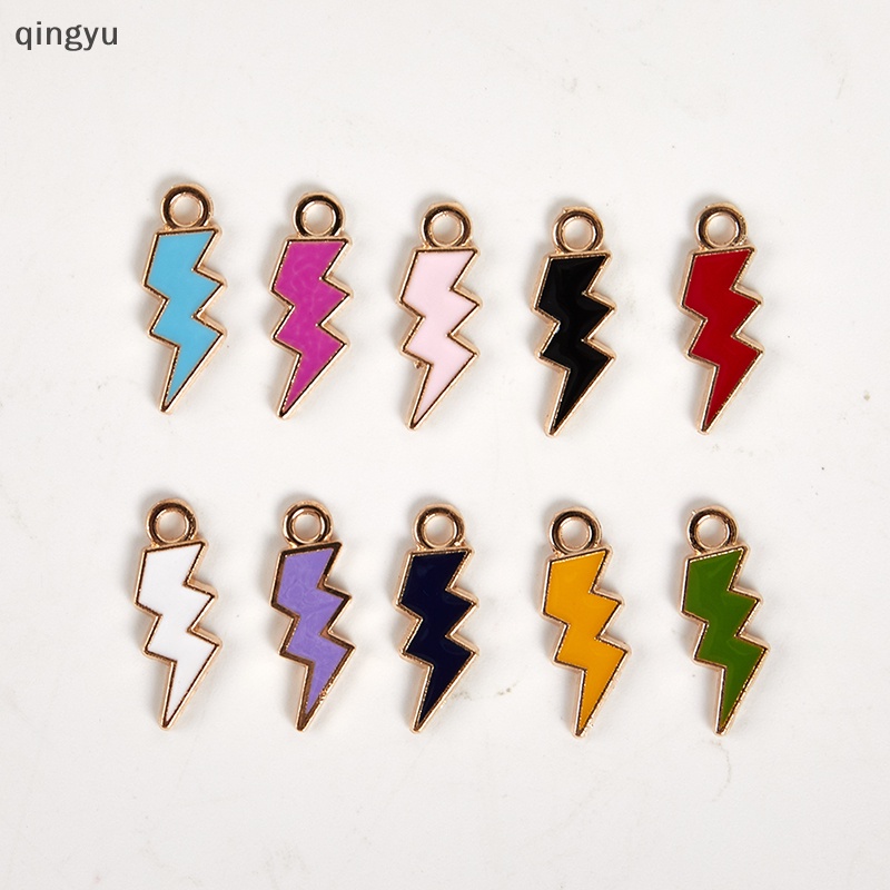 Set 10 Hạt Xỏ Lỗ Hình Tia Chớp Tráng Men Dùng Để Làm Trang Sức DIY