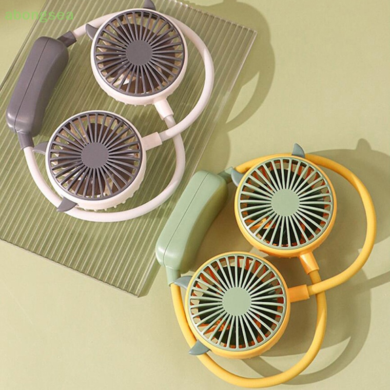 Quạt Đôi Mini Đeo Cổ Rảnh Tay Có Thể Sạc Lại Bằng Cổng USB abongsea Dành Cho Cắm Trại Mùa Hè