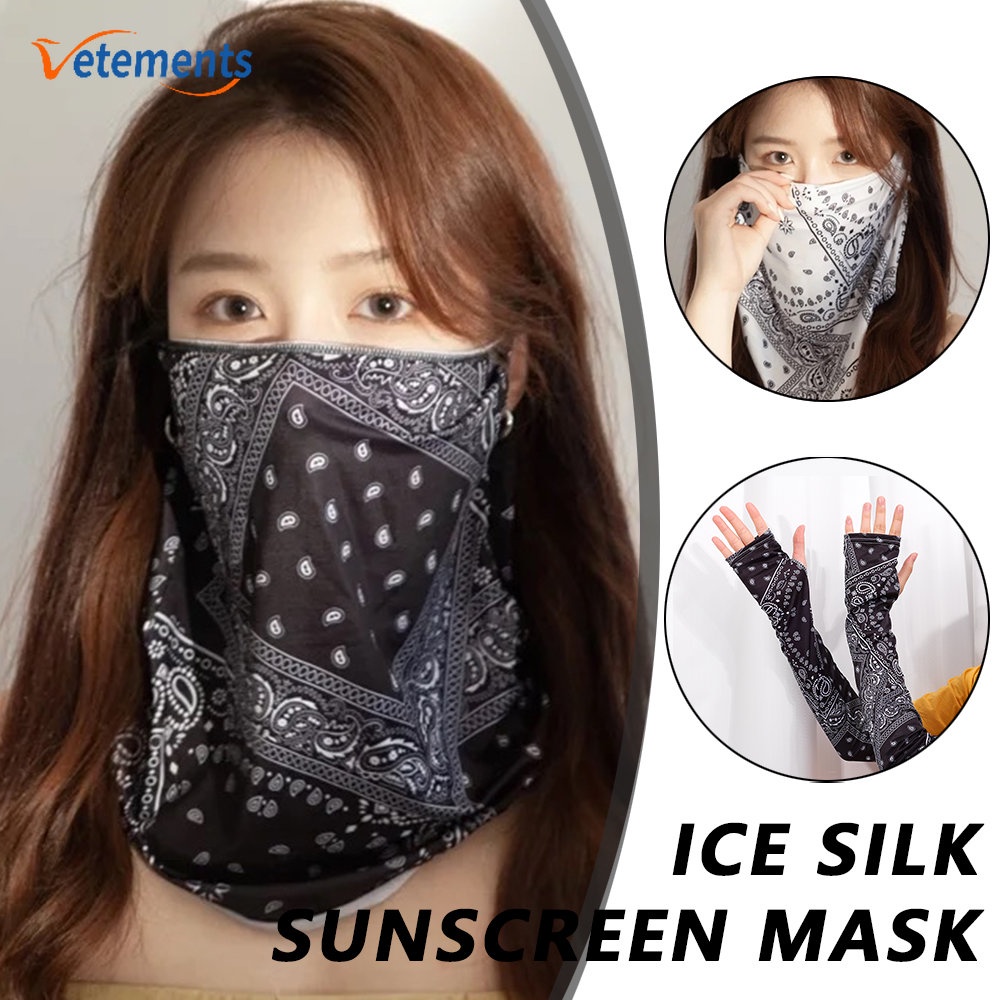 Set Khẩu Trang + Khăn Choàng Cổ / Mặt Nạ Chống Tia UV Thoáng Khí Thời Trang Thể Thao Ngoài Trời