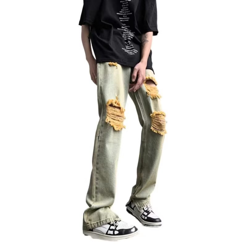 Quần Jeans Dài Phối Vết Rách Thời Trang Cá Tính Cho Nam