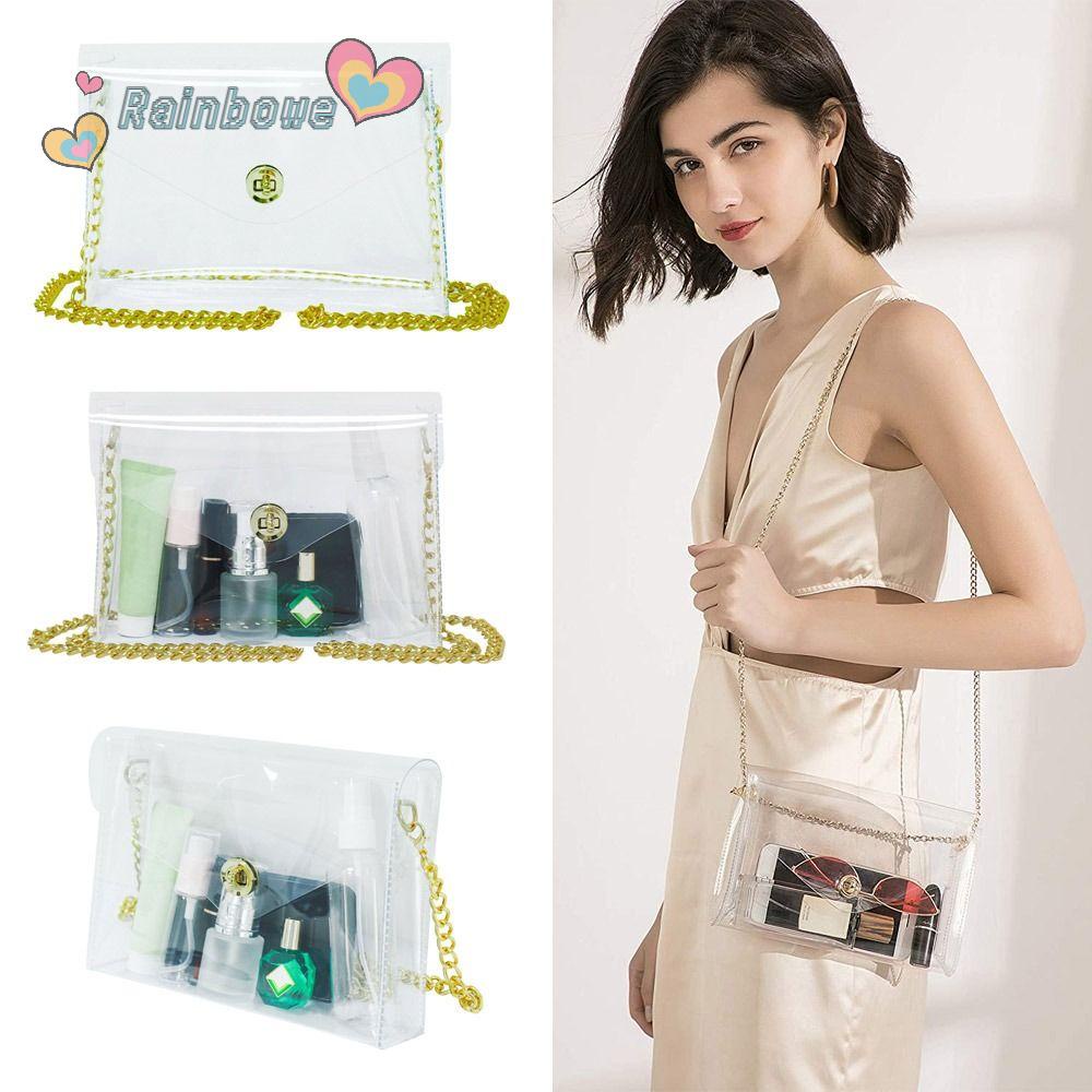 Túi Đeo Vai Trong Suốt Màu Cầu Vồng Khóa Kéo Thời Trang