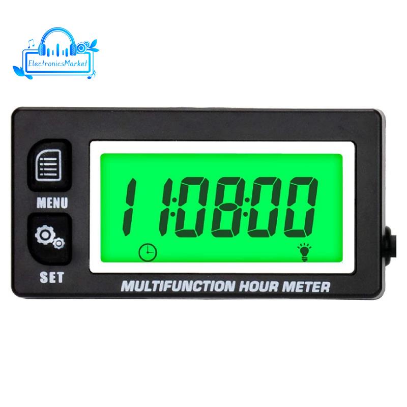 Đồng hồ đo giờ kỹ thuật số LCD Máy đo tốc độ Động cơ Nhiệt kế Đồng hồ có thể thay thế cho xe máy ATV Động cơ xăng thuyền hàng hải