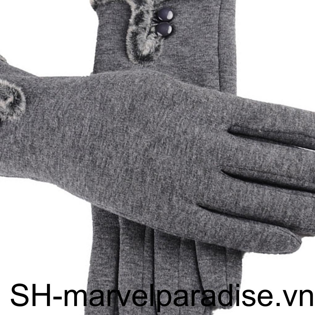 1 Đôi Găng Tay Giữ Ấm Mùa Đông Có Thể Dùng Màn Hình Cảm Ứng Màu Đen Dành Cho Nữ