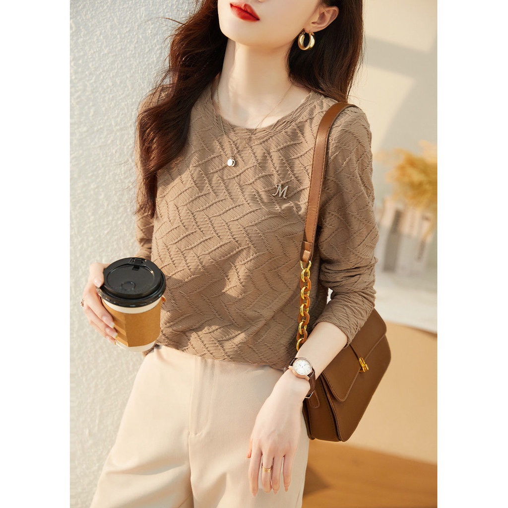 Hàng Mới Về Mới Áo Thun Tay Dài Phong Cách Phương Tây Dễ Phối Đồ