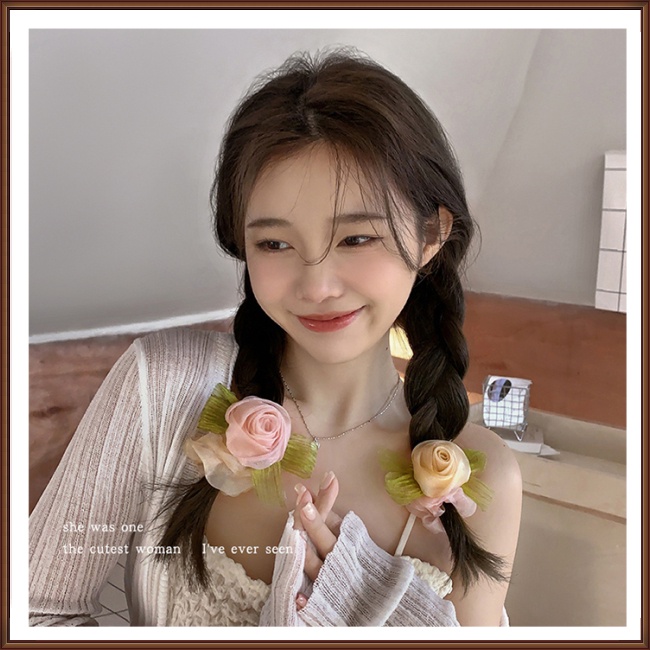 Dây Cột Tóc Cao Su Co Giãn Hình Hoa Hồng Thanh Lịch Cho Nữ