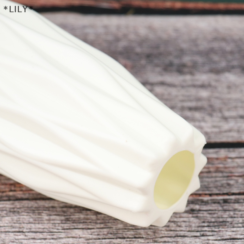 Lily Flower Vase trang trí nhà nhựa bình trắng giả gốm Chậu hoa uuu