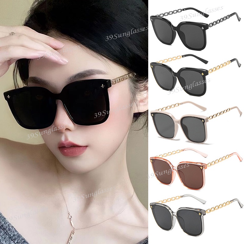 Kính Chống Nắng Chống Tia UV Gọng Vuông Lớn Phối Dây Xích Thời Trang Hàn Quốc Chất Lượng Cao Cho Nam Và Nữ