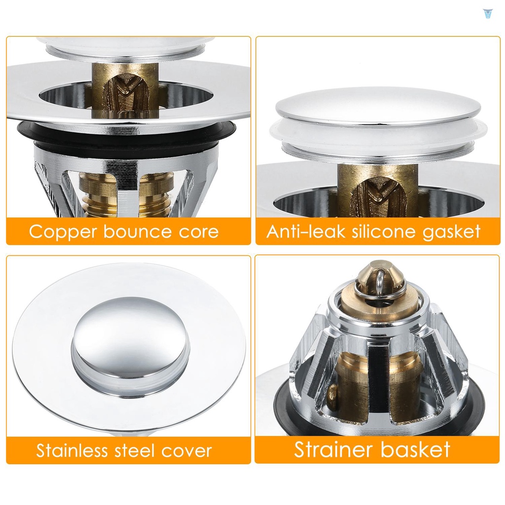 Bộ 3 Nắp Chặn Cống Thoát Nước Bồn Rửa Bằng Thép Không Gỉ Thông Dụng Chống Tắc Nghẽn Cho Nhà Bếp / Phòng Tắm
