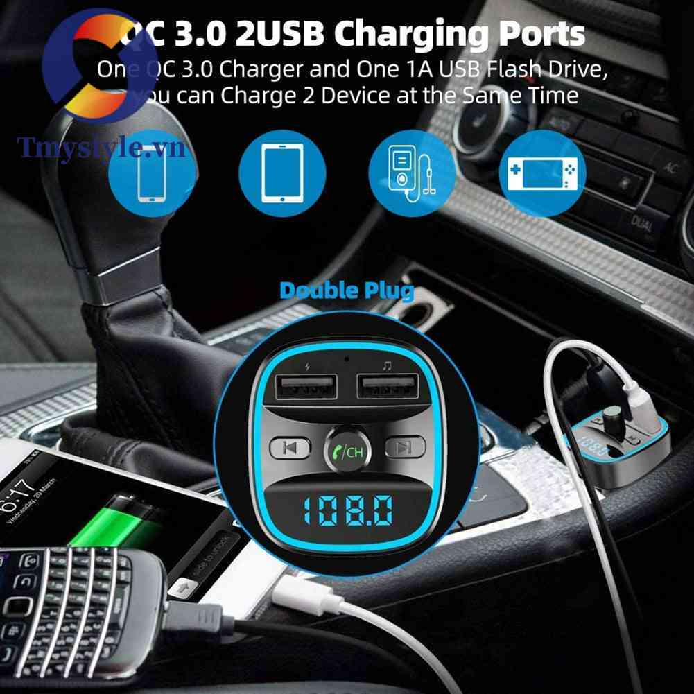 Tẩu Sạc T25S Kết Nối Bluetooth FM Đa Chức Năng MP3 QC3.0 Cho Ô Tô