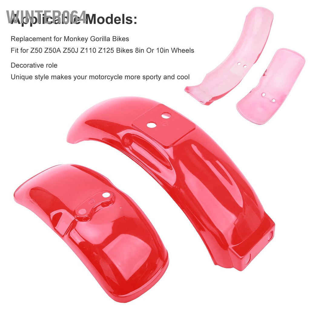 Winter064 Xe Máy Fender Độ Bóng Cao Màu Đỏ Phía Trước Sau Bùn Bảo Vệ Tấm Phù Hợp Với Z50 Z50A Z50J Z110 Z125 Đạp 8in Hoặc 10in Bánh