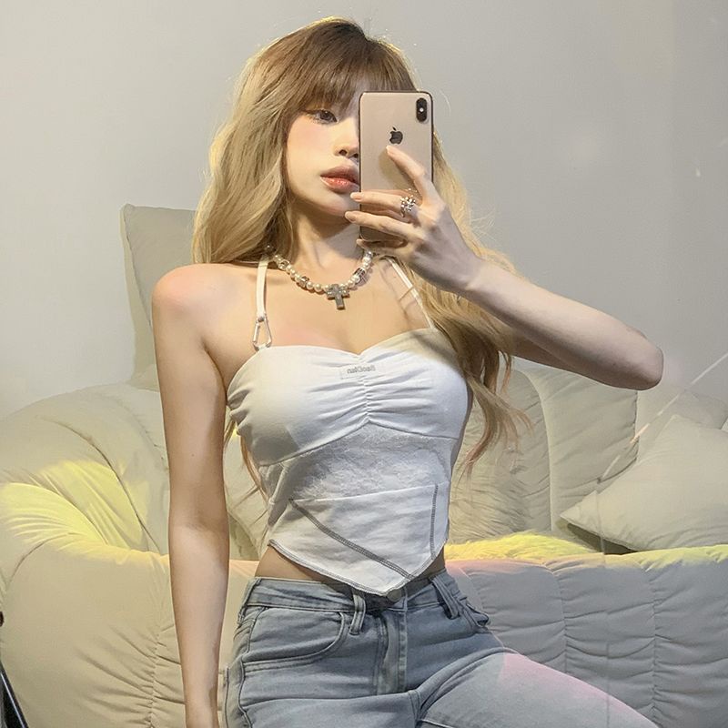 Cozok Áo Sát Nách Cổ Treo Xếp Nếp Phong Cách retro Quyến Rũ Thời Trang 100