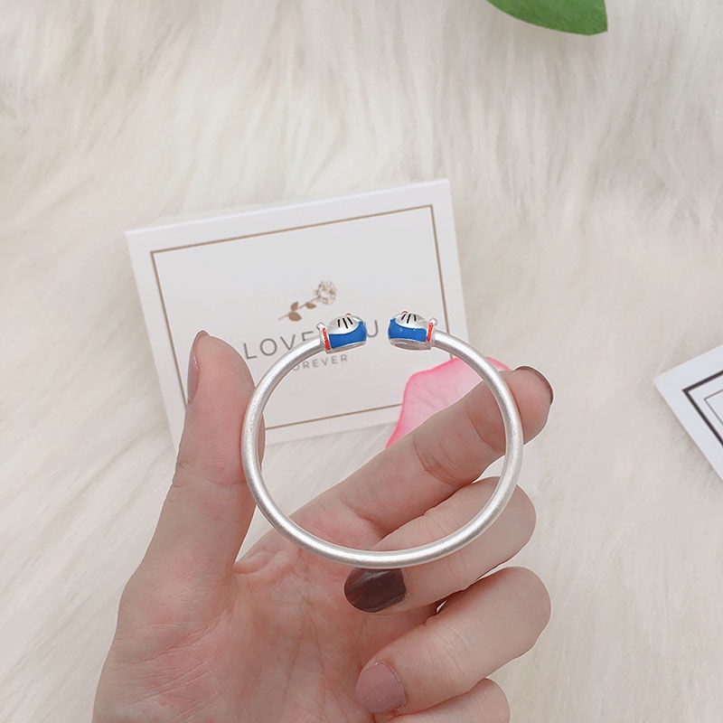 Vòng Tay Hở Hai Đầu Hình Mèo Doraemon Màu Xanh Dương Có Chuông Phong Cách Mới Cho Người Lớn Và Trẻ Em