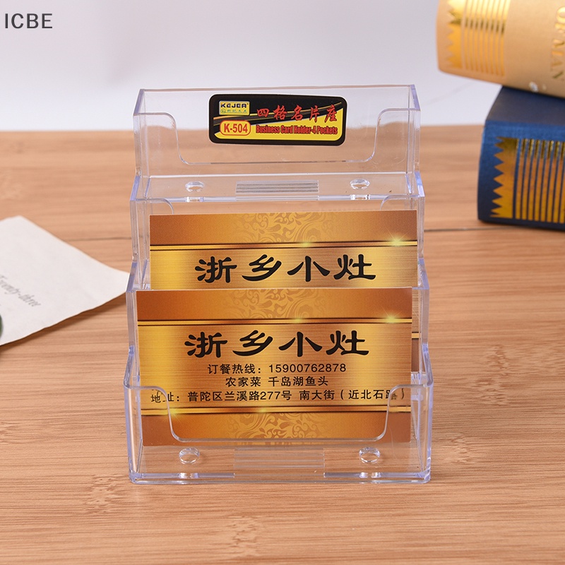 Giá Đỡ Danh Thiếp 4 Ngăn Bằng Acrylic Trong Suốt Để Bàn Tiện Dụng
